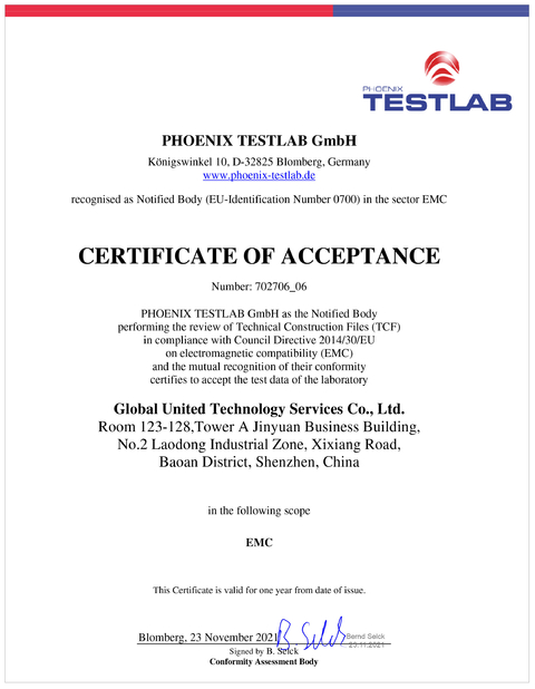 Κίνα Global United Technology Services Co.,Ltd. Πιστοποιήσεις