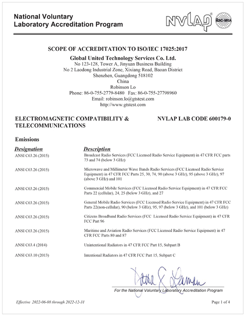 Κίνα Global United Technology Services Co.,Ltd. Πιστοποιήσεις