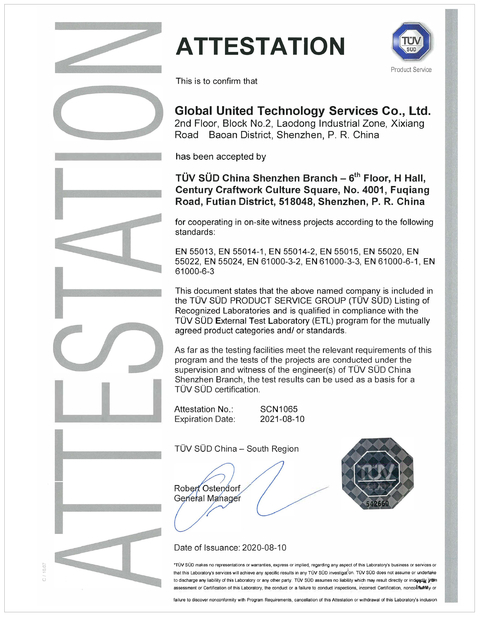 Κίνα Global United Technology Services Co.,Ltd. Πιστοποιήσεις