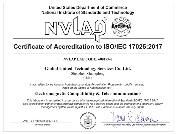Κίνα Global United Technology Services Co.,Ltd. Πιστοποιήσεις